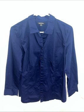 George Women’s Navy Blue Long-Sleeve Button-Down Shirt
